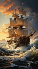 Obraz premium ship sailing in the ocean