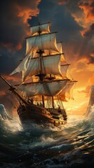 Obraz premium ship sailing in the ocean