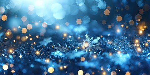 Obraz na płótnie Canvas Blue Holiday Beautiful Background with bokeh lights