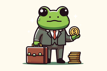 Illustration Frog Businessman Employee