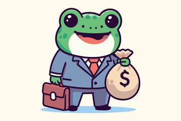 Illustration Frog Businessman Employee