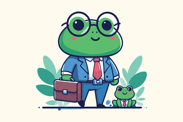 Illustration Frog Businessman Employee