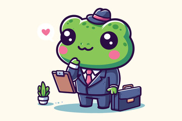 Illustration Frog Businessman Employee