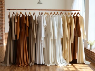 hanging racks, showing lots of casual high street muslim cotton tops