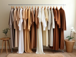 hanging racks, showing lots of casual high street muslim cotton tops