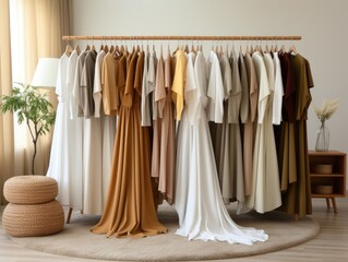 hanging racks, showing lots of casual high street muslim cotton tops