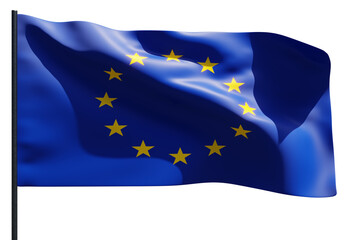 the flag of the European Union, EU blows in the wind - 3D Illustration