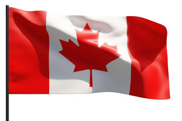 the flag of Canada blows in the wind - 3D Illustration