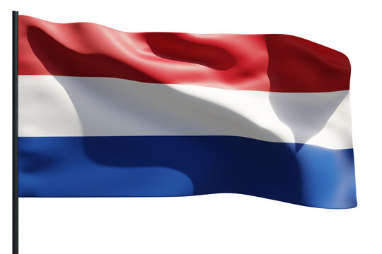 the flag of The Netherlands, Holland blows in the wind - 3D Illustration