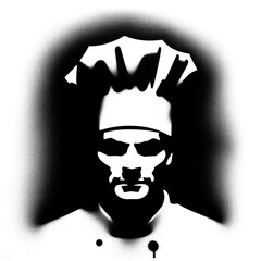 chef in stencil-art style,black and white, generative ai