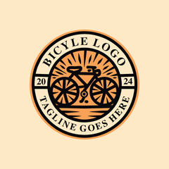 Bicycle Sport Vintage Logo Design illustration vector Emblem