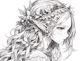 Fototapeta premium elven. Coloring Book, Coloring pages