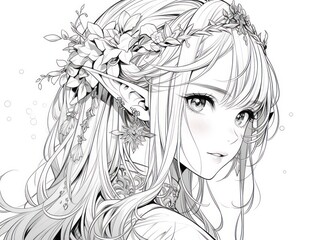 Fototapeta premium elven. Coloring Book, Coloring pages