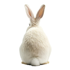 Back view of a sitting white rabbit isolated on a transparent background © Flowal93