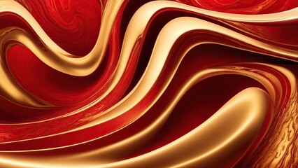 Gold and Red waves abstract luxury background