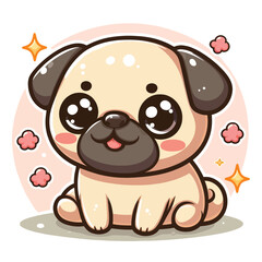 Cute pug dog cartoon clip art