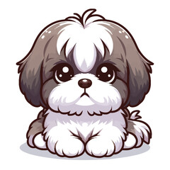 Cartoon of shih tzu dog isolated on white background