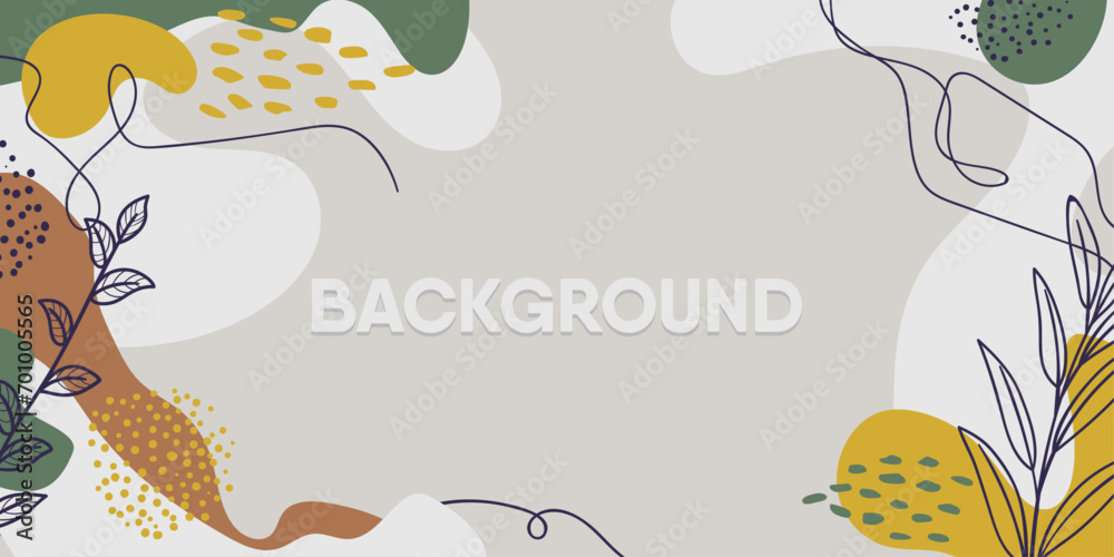 Poster abstract and scandinavian floral background. vector stylish background of plants, scandinavian abstr