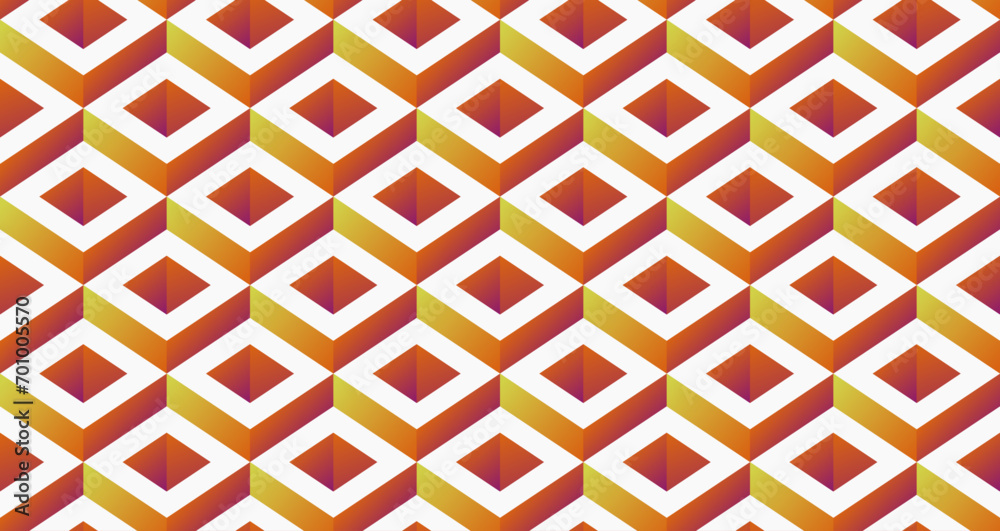 Poster 3D brown pattern from cubes. Vector and gradient pattern from a ladder of cubes. Orange-yellow color.