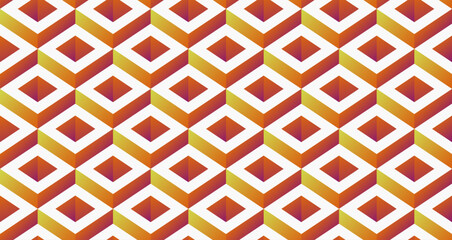 3D brown pattern from cubes. Vector and gradient pattern from a ladder of cubes. Orange-yellow color.