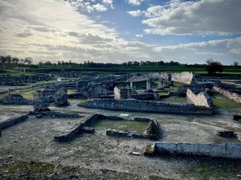 View of the excavations of the Sibari Archaeological Park. Calabria. Italy