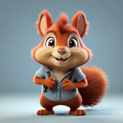 3D Cartoon character of a squirrel
