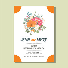 Free vector beautiful blooming Floral wedding invitation card template design set