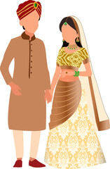  Indian wedding couple illustration for save the date, wedding e-invite cards