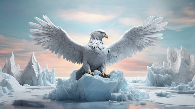 Magestic White Eagle on a frozen planet