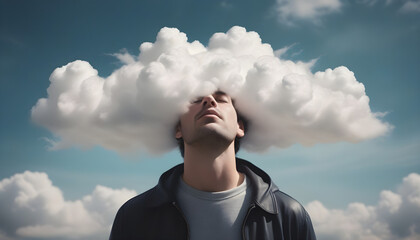 Man with his head in the clouds