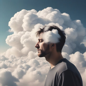 Man with his head in the clouds