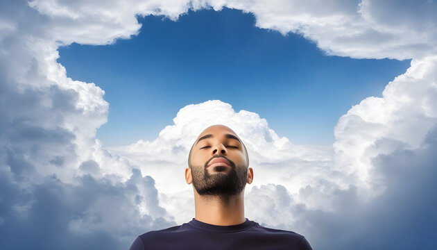 Man with his head in the clouds