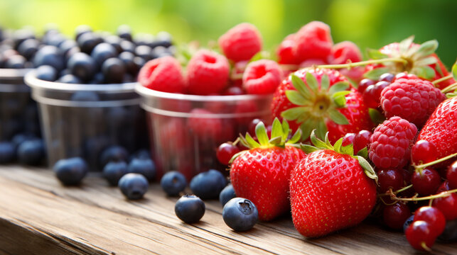 strawberries and blueberries HD 8K wallpaper Stock Photographic Image 