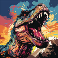 dinosaur vector pop art style vector illustration. colorful animal art - obrazy, fototapety, plakaty