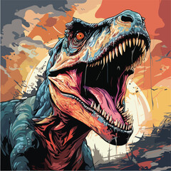 dinosaur vector pop art style vector illustration. colorful animal art