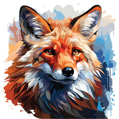 a fox vector pop art style vector illustration. colorful animal art