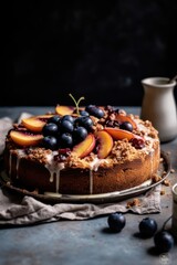 blueberry nectarine coffee cake