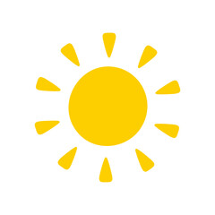 Sun icon. The silhouette of the sun shining brightly on a spring morning