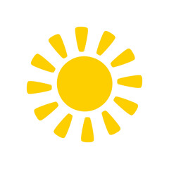 Sun icon. The silhouette of the sun shining brightly on a spring morning