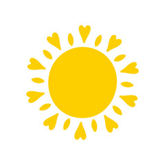 Sun icon. The silhouette of the sun shining brightly on a spring morning