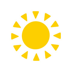 Sun icon. The silhouette of the sun shining brightly on a spring morning