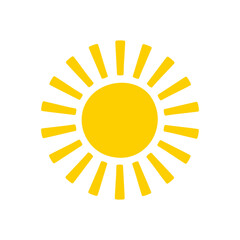 Sun icon. The silhouette of the sun shining brightly on a spring morning