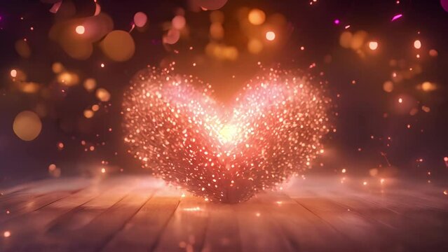 Heart sparkling lights. Gold background bokeh lights heart soft, heart background colorful cute, heart bokeh light, light heart glitter for valentine backgrounds, blurred sparkle for night backdrop Va