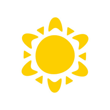 Sun icon. The silhouette of the sun shining brightly on a spring morning