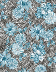 Flower and leaf pattern trendy print design, background, texture, tile, wall print, textile print
