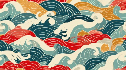 Background of japanese style wave pattern teture