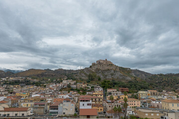 Fototapeta premium drone perspective of the picturesque Calabrian village of Roccella Ionica