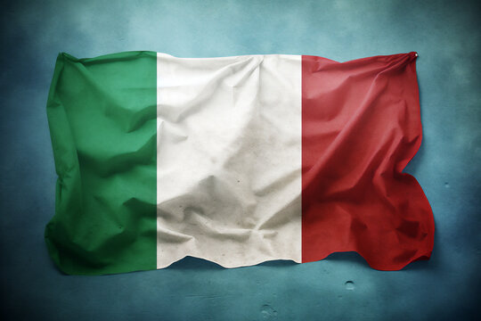 Flag of Italy background with a distressed vintage weathered effect texture a tricolour officially known as the the Tricolore, stock illustration image