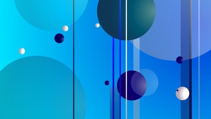 Risograph blue design effect geometric Abstract shapes background, minimalist art print