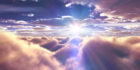 Deurstickers above clouds fly sunset sun ray © aleksandar nakovski